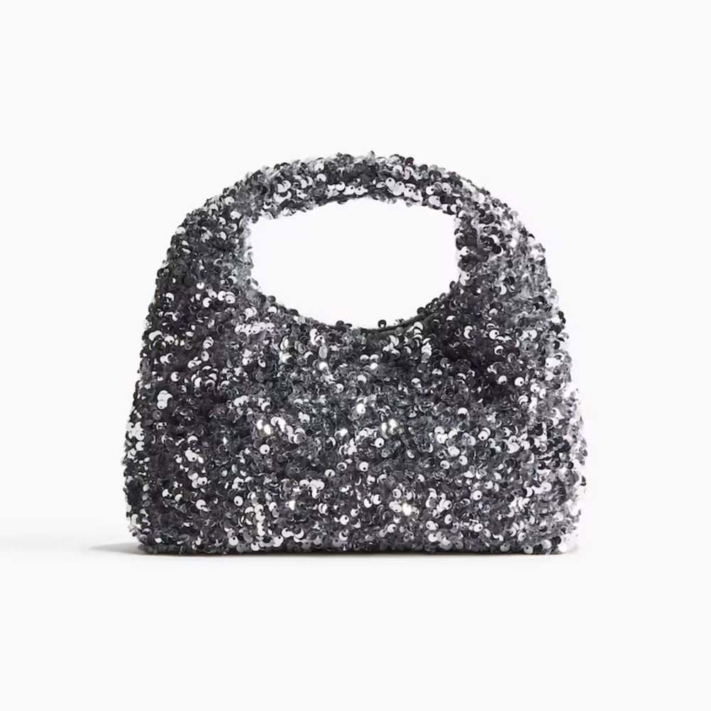 H&M Shimmering Silver Sequin Shoulder Bag